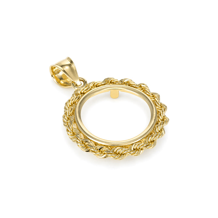 Gold rope chain coin bezel for 1/10 oz American Gold Eagle#size_uscjfr004-16-5-x-1-3-mm