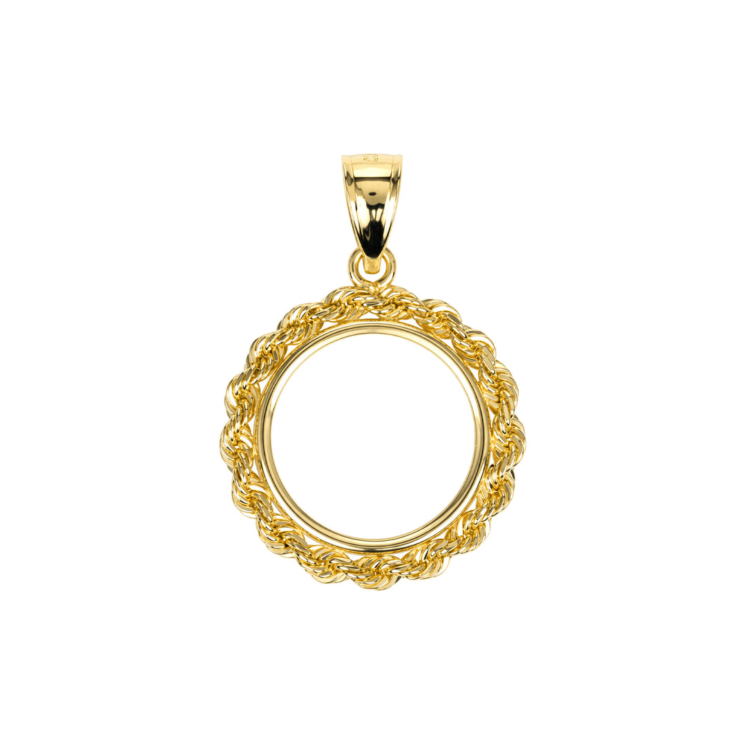 14K gold rope chain coin bezel for 1/10 oz American Gold Eagle#size_uscjfr004-16-5-x-1-3-mm