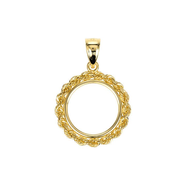 14K gold rope chain coin bezel for 1/10 oz American Gold Eagle#size_uscjfr004-16-5-x-1-3-mm