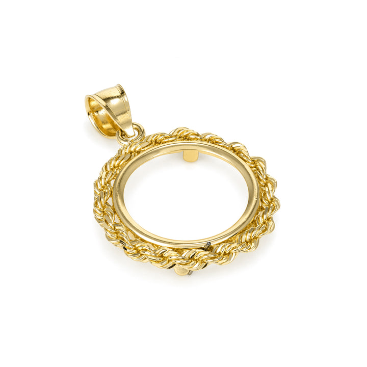 Gold rope chain coin bezel for 1/10 oz Canadian Gold Maple Leaf#size_uscjfr004b-16-1-x-2-0-mm
