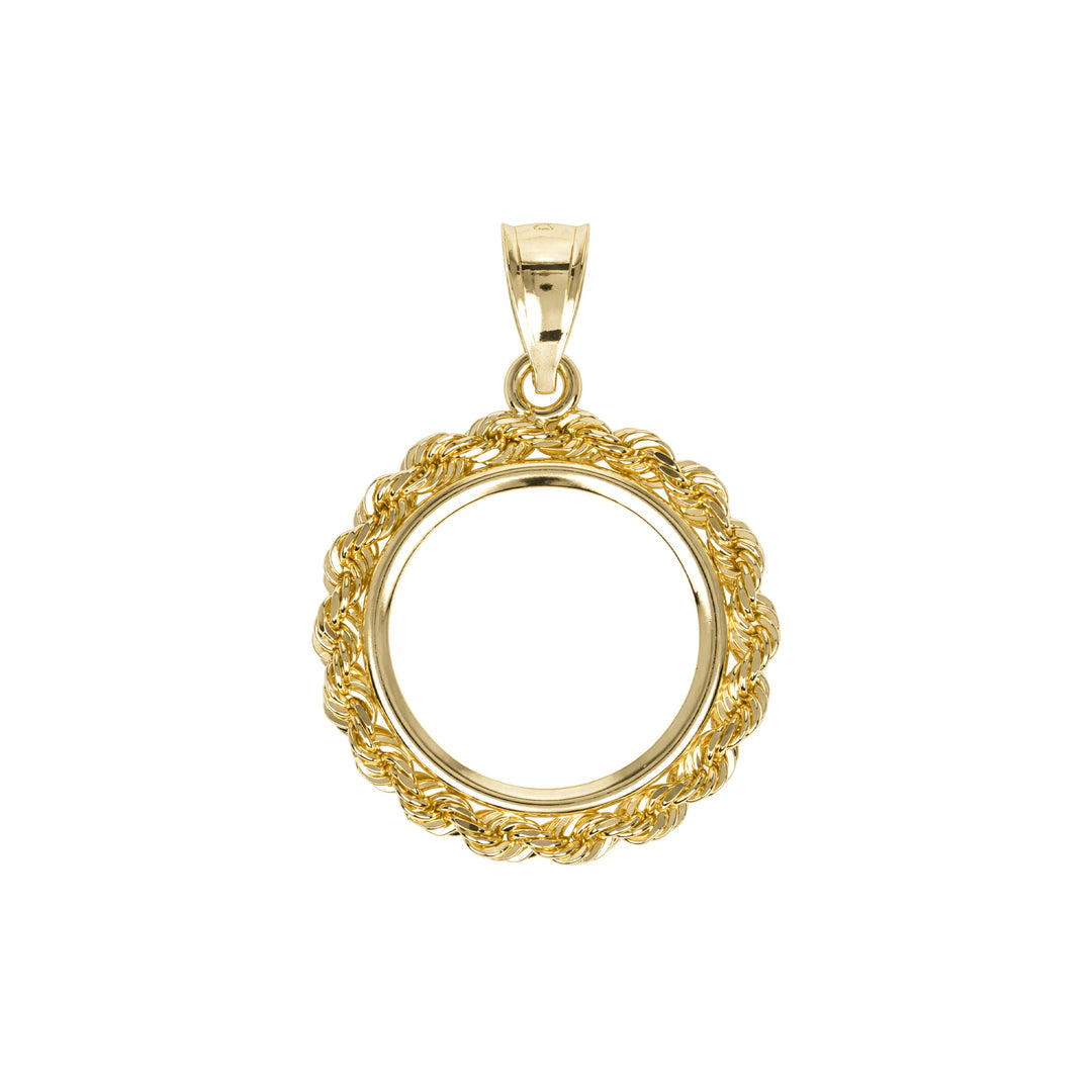 14K gold rope chain coin bezel for 1/10 oz Canadian Gold Maple Leaf#size_uscjfr004b-16-1-x-2-0-mm