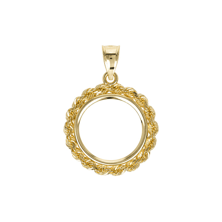 14K gold rope chain coin bezel for 1/10 oz Canadian Gold Maple Leaf#size_uscjfr004b-16-1-x-2-0-mm