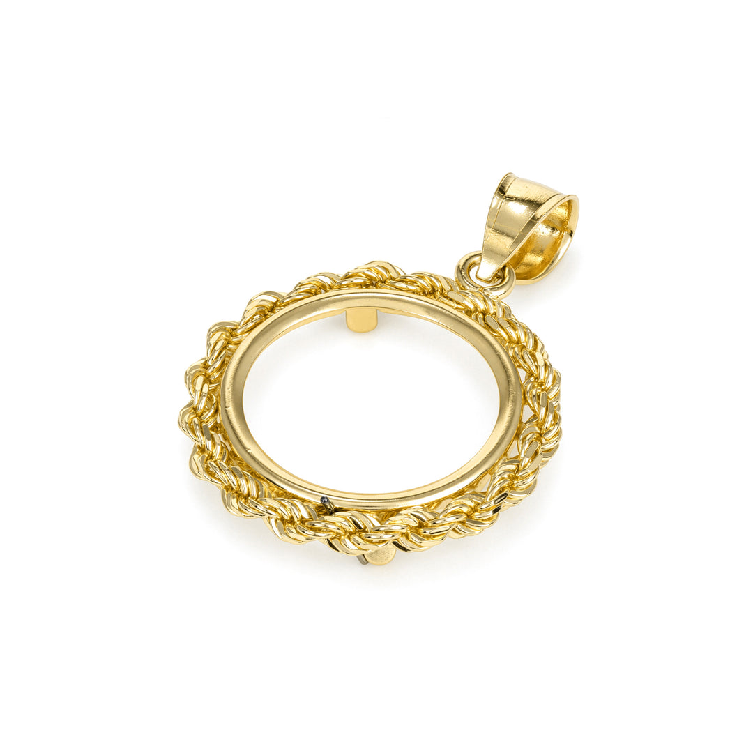 Die-struck 14K gold rope chain coin bezel for 1/10 oz Canadian Gold Maple Leaf#size_uscjfr004b-16-1-x-2-0-mm