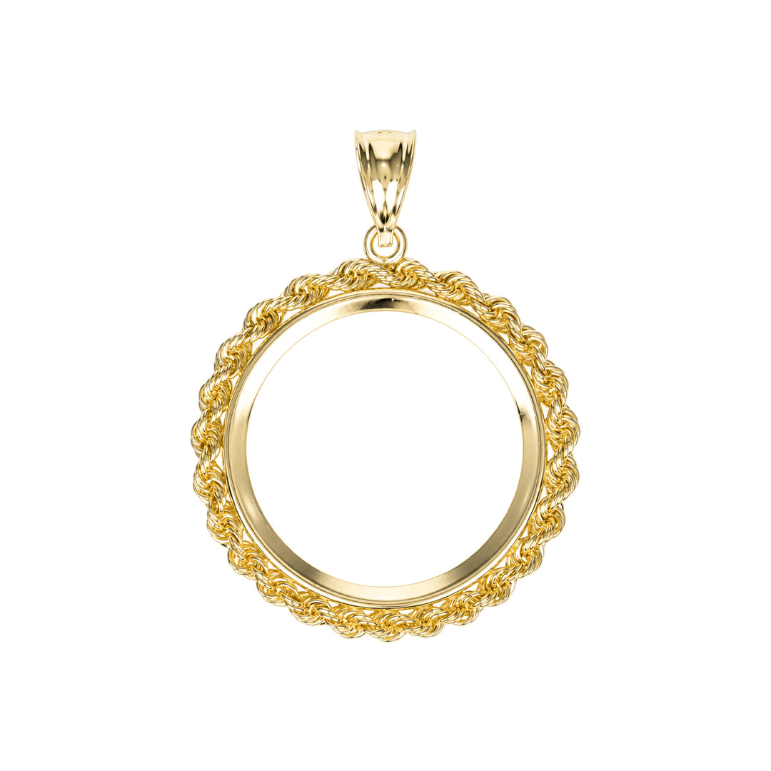 14K gold rope chain coin bezel for 1/2 oz Canadian Gold Maple Leaf#size_uscjfr009b-25-2-x-2-4-mm