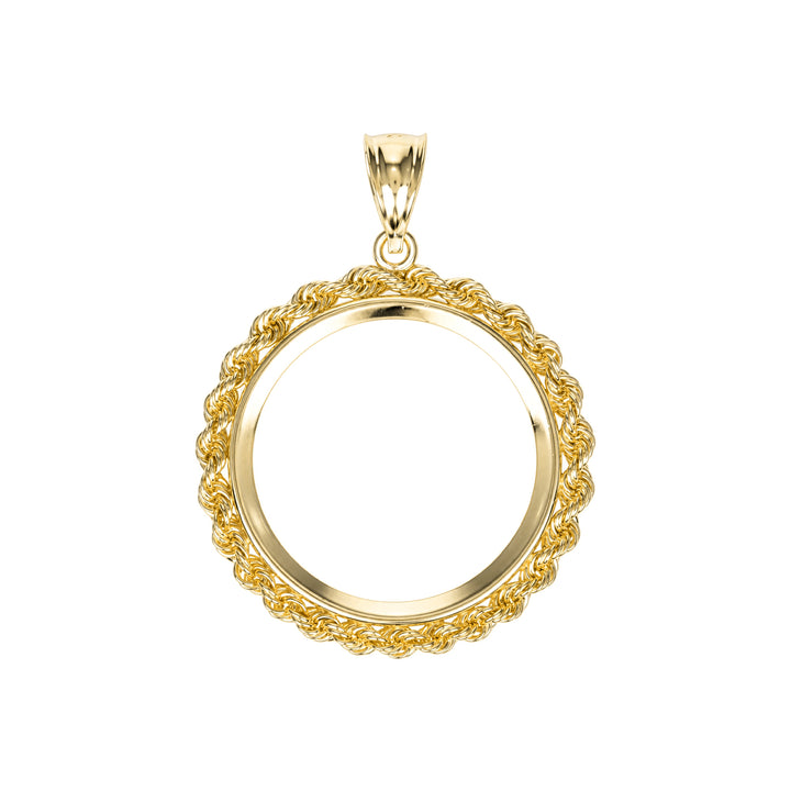 14K gold rope chain coin bezel for 1/2 oz Canadian Gold Maple Leaf#size_uscjfr009b-25-2-x-2-4-mm