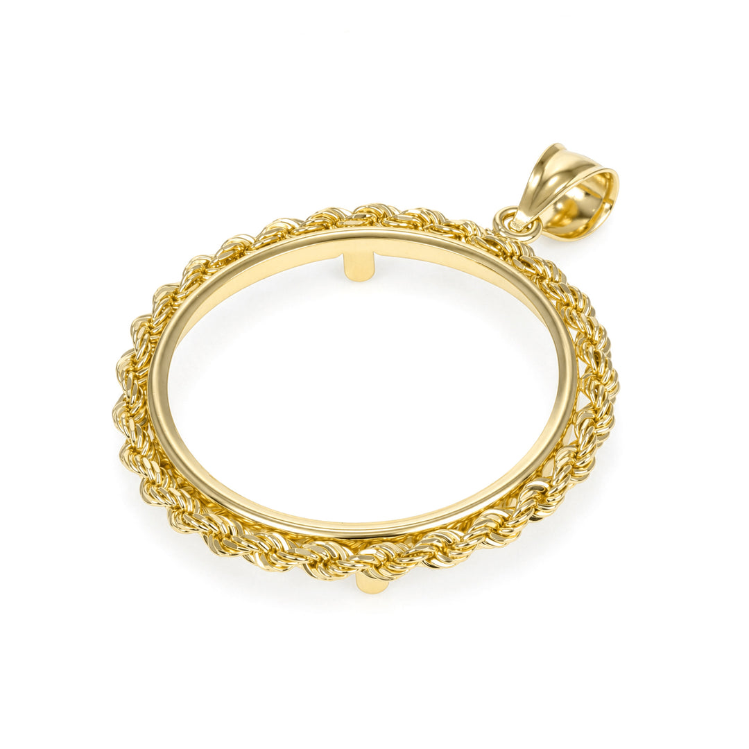 Die-struck 14K gold rope chain coin bezel for 1/2 oz Mexican Gold Coin #size_uscjfr0012-29-x-2-0-mm