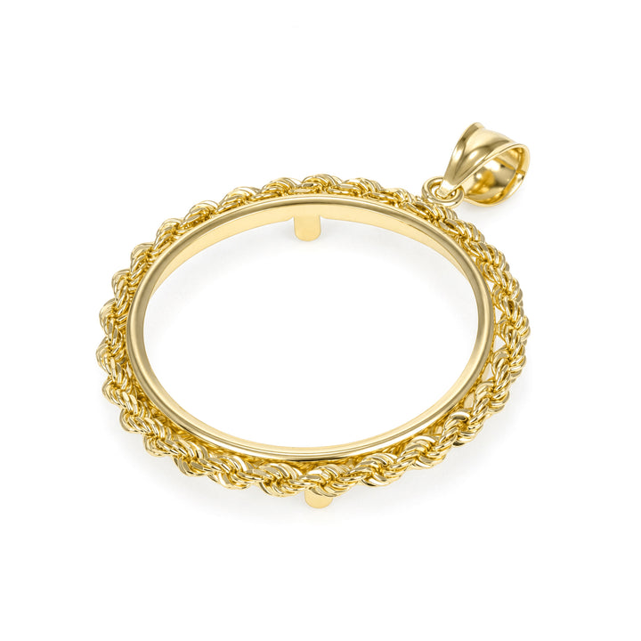 Die-struck 14K gold rope chain coin bezel for 1/2 oz Mexican Gold Coin #size_uscjfr0012-29-x-2-0-mm