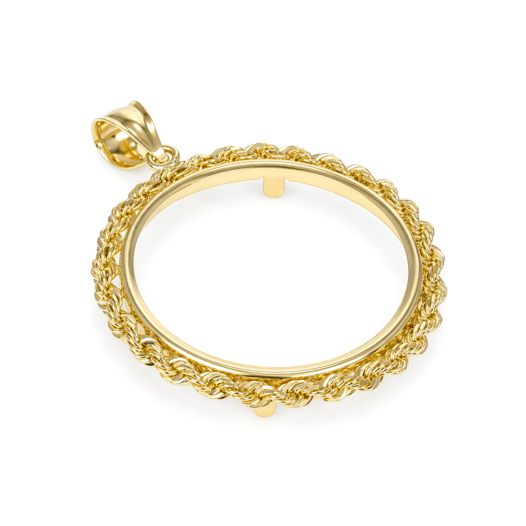 Gold rope chain coin bezel for 1/2 oz Mexican Gold Coin #size_uscjfr0012-29-x-2-0-mm