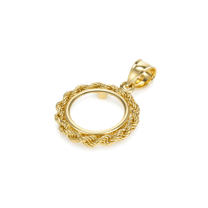 Die-struck 14K gold rope chain coin bezel for 1/20 oz Chinese Gold Panda#size_uscjfr001b-14-0-x-1-0-mm