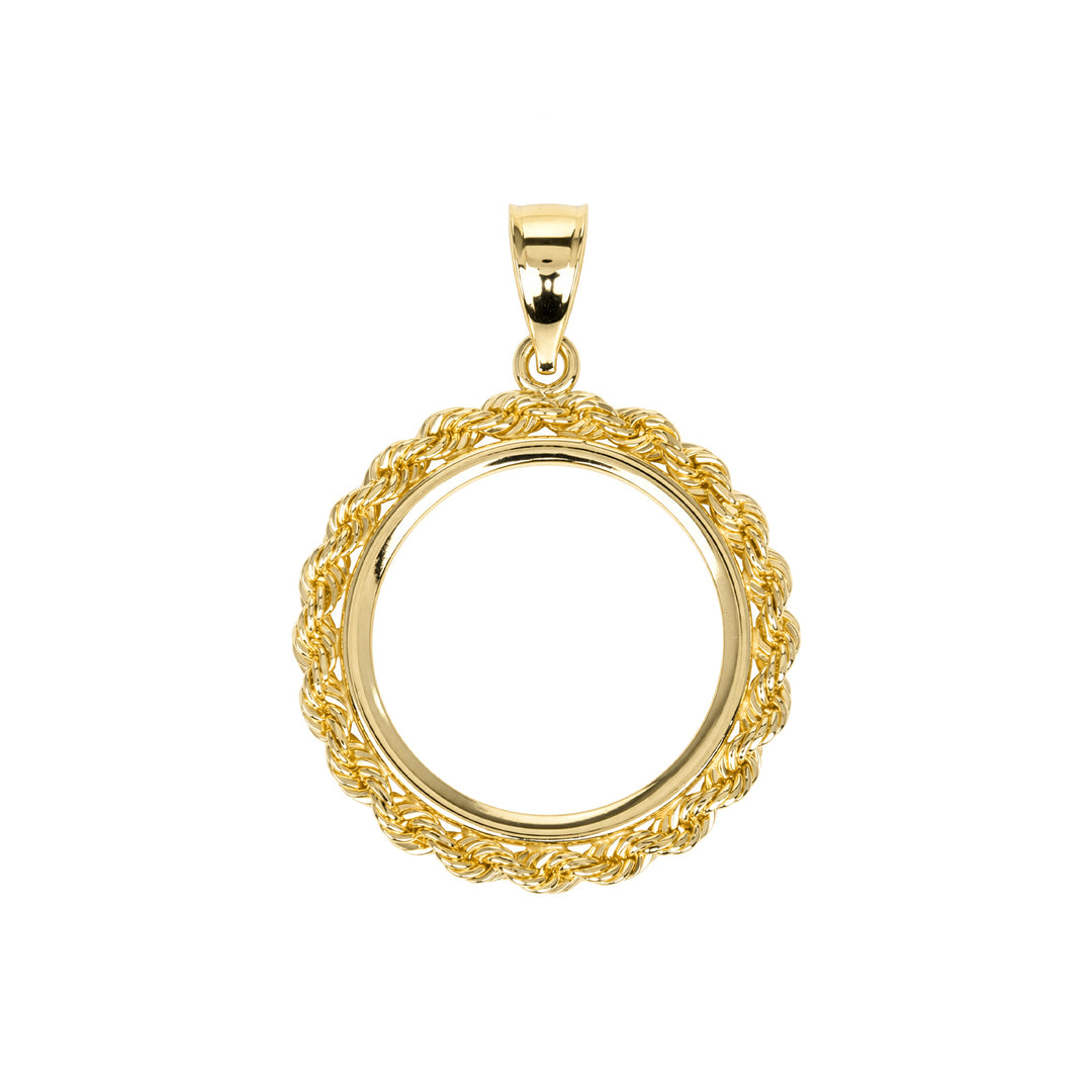 14K gold rope chain coin bezel for 1/4 oz Australian Gold Nugget #size_uscjfr006b-20-x-1-7-mm