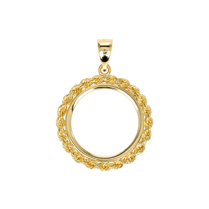 14K gold rope chain coin bezel for 1/4 oz Australian Gold Nugget #size_uscjfr006b-20-x-1-7-mm