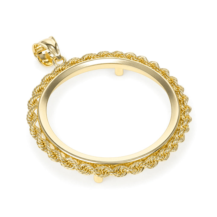 Gold rope chain coin bezel for 1 oz American Gold Eagle#size_uscjfr0014-32-6-x-2-8-mm