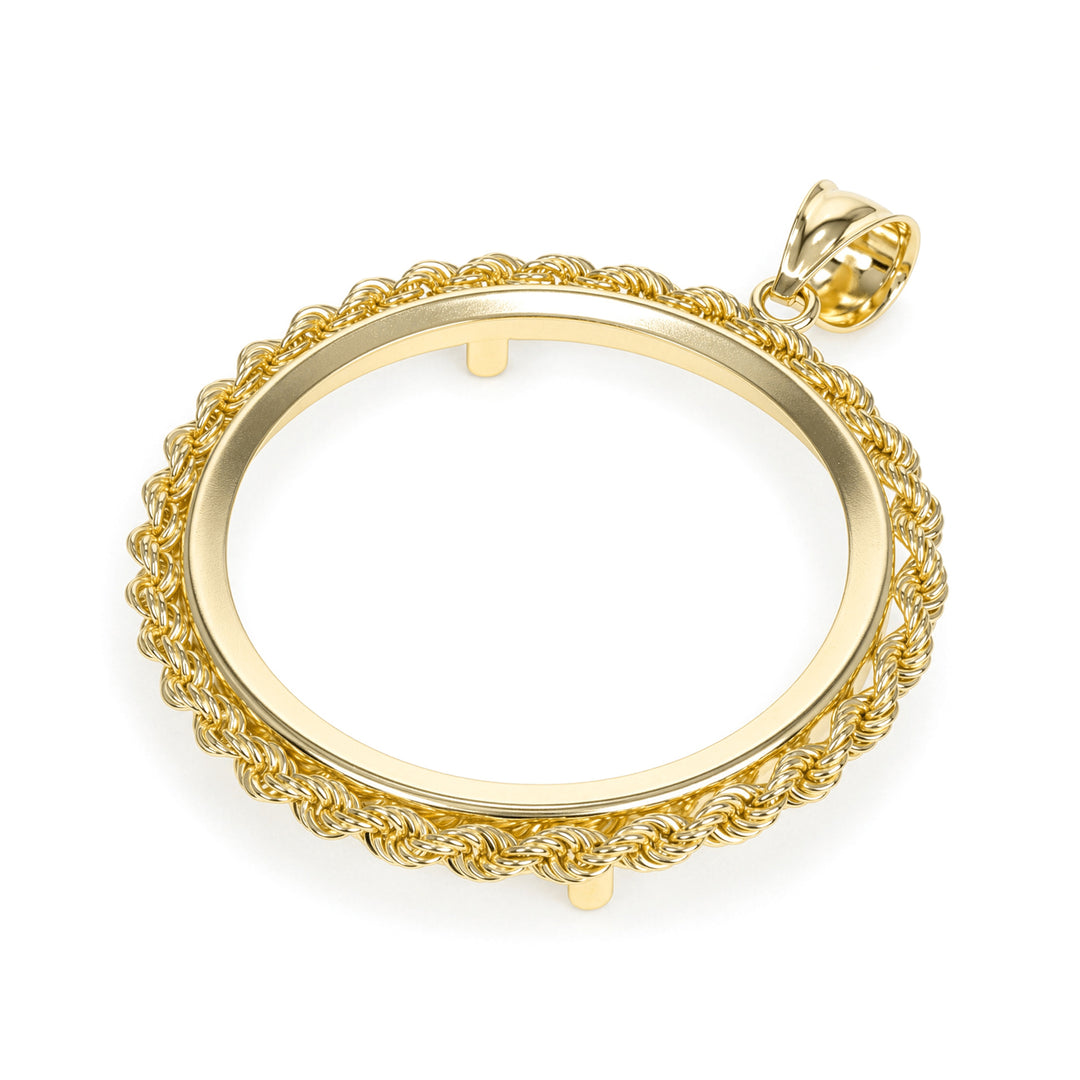 Gold rope chain coin bezel for 1 oz American Gold Eagle#size_uscjfr0014-32-6-x-2-8-mm