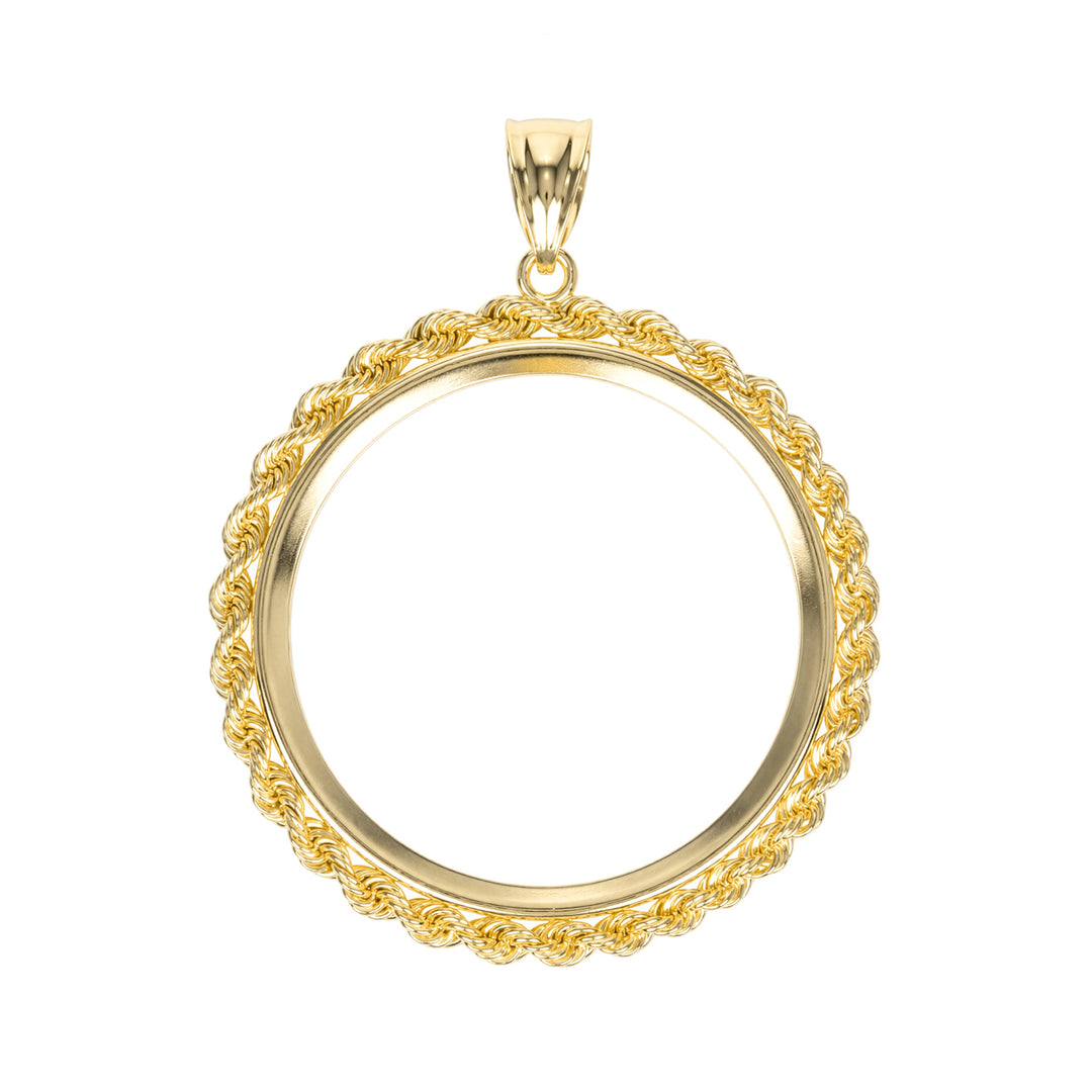 14K gold rope chain coin bezel for 1 oz American Gold Eagle#size_uscjfr0014-32-6-x-2-8-mm