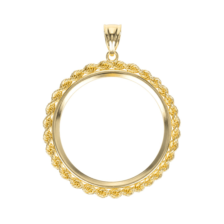 14K gold rope chain coin bezel for 1 oz American Gold Eagle#size_uscjfr0014-32-6-x-2-8-mm