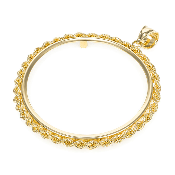 Die-struck 14K gold rope chain coin bezel for 1 oz American Silver Eagle#size_uscjfr0017-40-5-x-3-0-mm