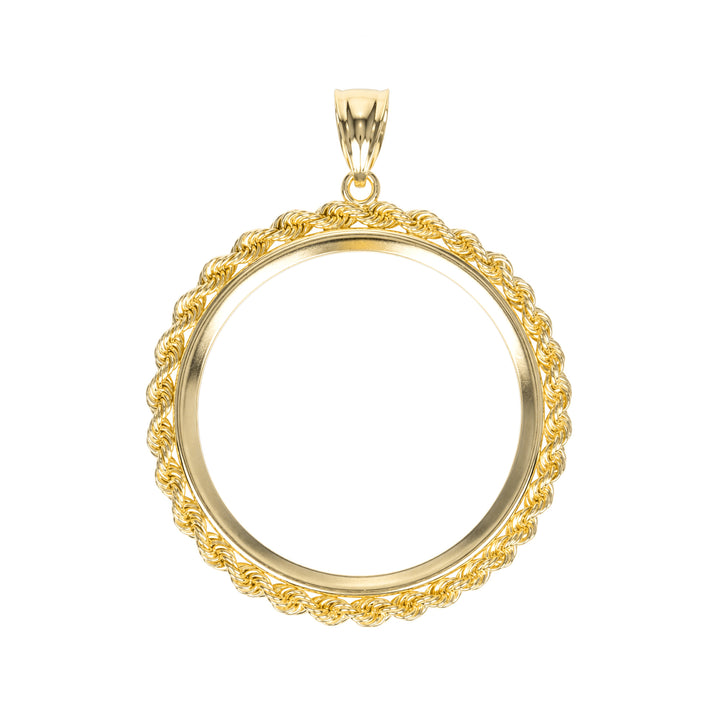14K gold rope chain coin bezel for 1 oz Australian Gold Nugget #size_uscjfr0013b-32-2-x-2-2-mm