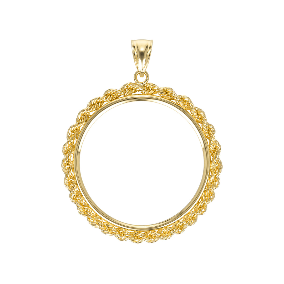 14K gold rope chain coin bezel for 1 oz Canadian Gold Maple Leaf #size_uscjfr0013-30-x-2-9-mm