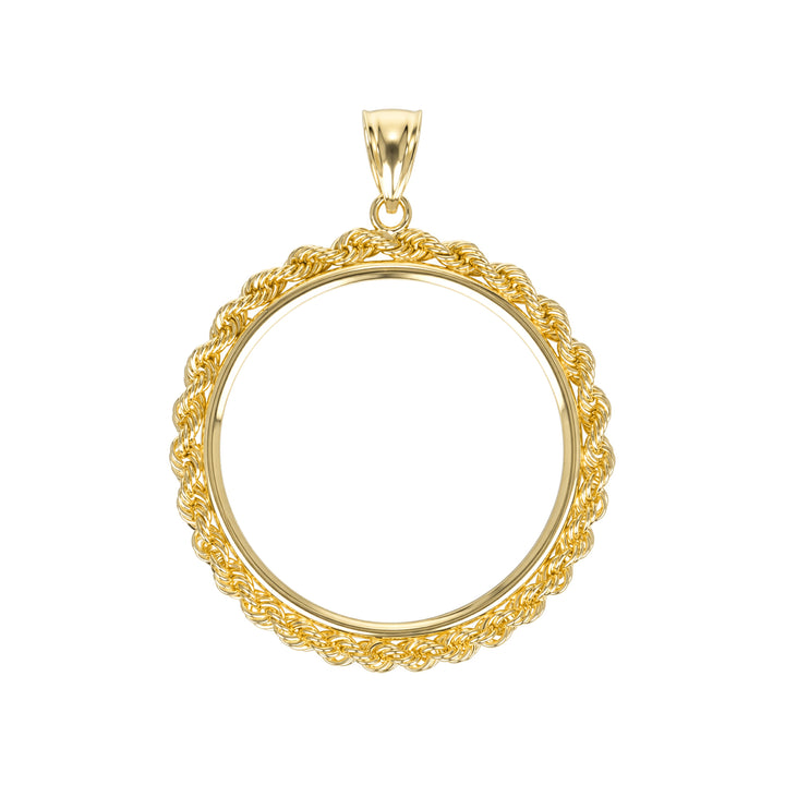 14K gold rope chain coin bezel for 1 oz Canadian Gold Maple Leaf #size_uscjfr0013-30-x-2-9-mm