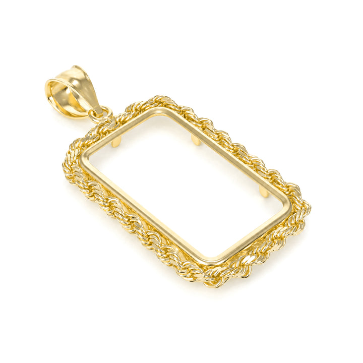 Gold rope chain bar bezel frame for 10 g or 1/4 oz gold bar #size_uscjsr005-26-8-x-16-mm