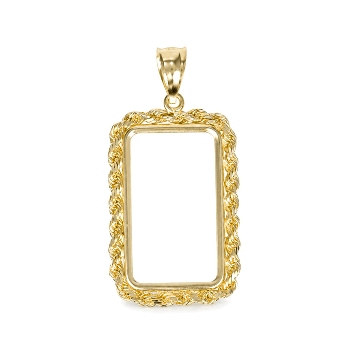 Die-struck 14K gold rope chain bar bezel for 10 g or 1/4 oz gold bar #size_uscjsr005-26-8-x-16-mm