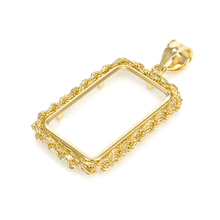 14K gold rope chain bar bezel for 10 g or 1/4 oz gold bar #size_uscjsr005-26-8-x-16-mm