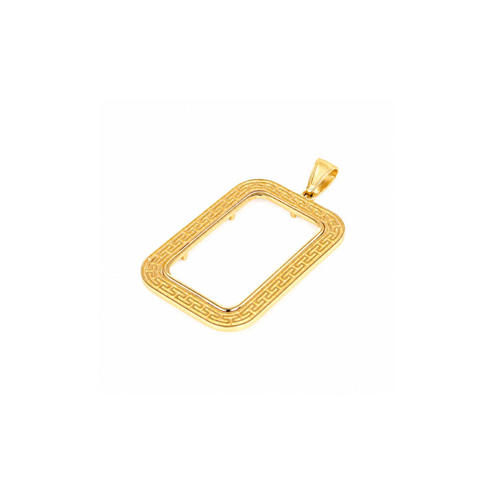 14K gold Greek key bar bezel for 5 Gram Credit Suisse Gold Bar, angle view 2 #size_uscjsg004-23-5-x-14-4-mm-5-gram

