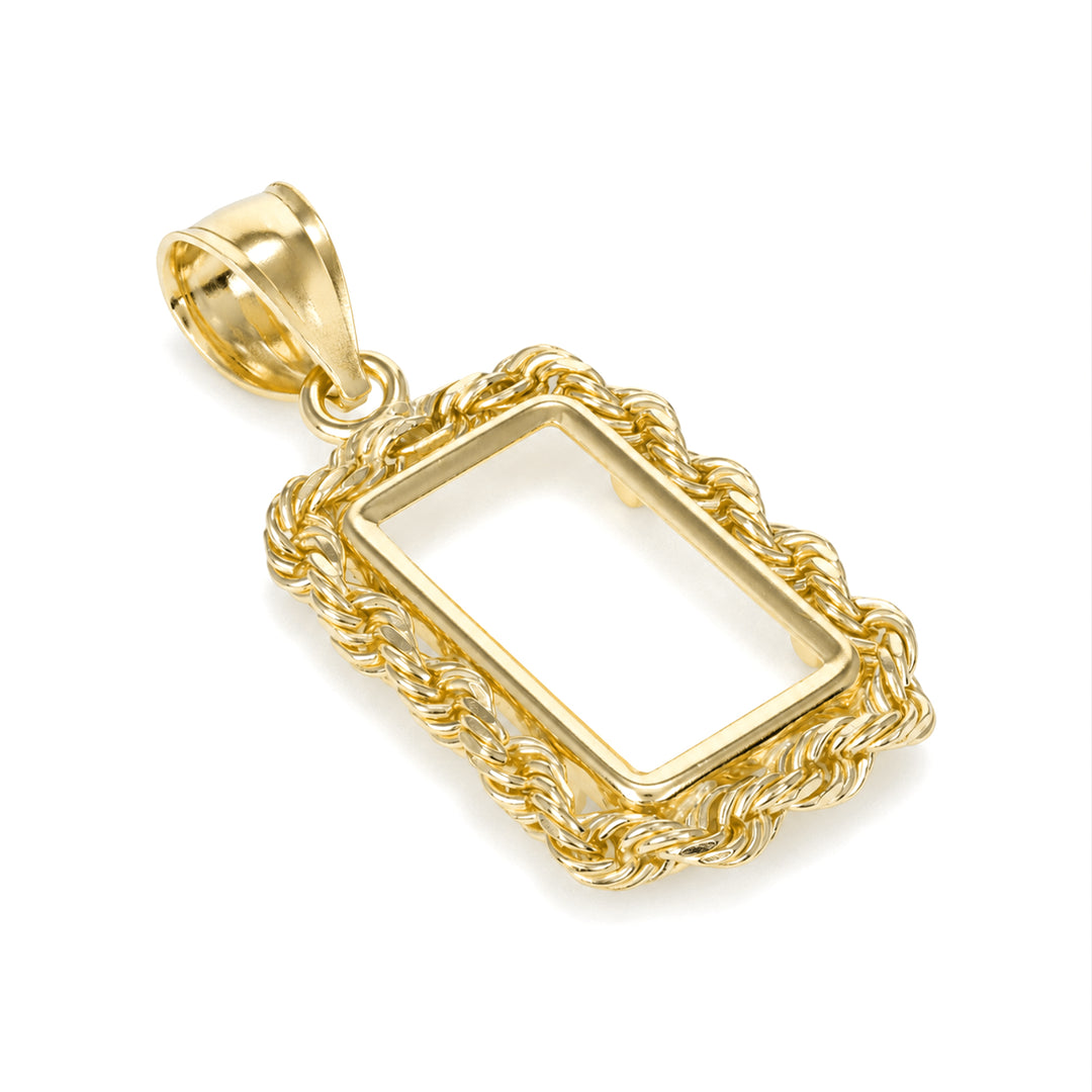 Gold rope chain bar bezel frame for 1 g Credit Suisse gold bar #size_uscjsr001-15-3-x-8-8-mm