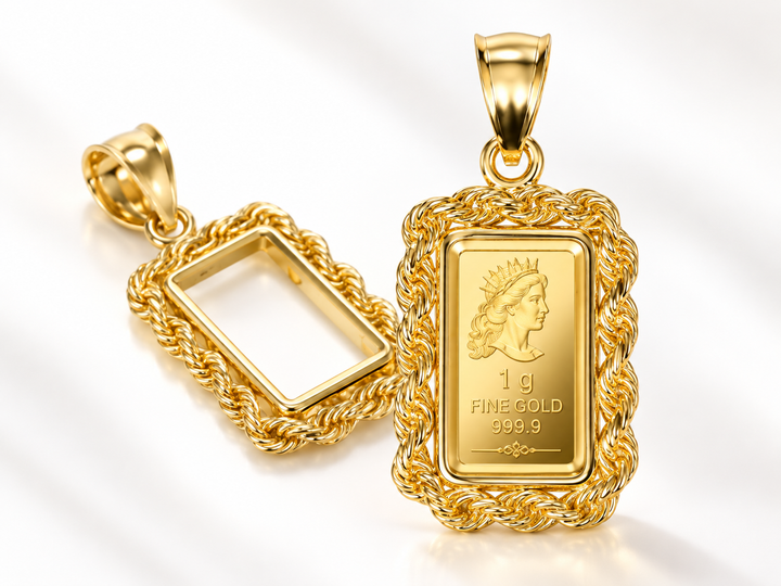 14K Gold Rope Chain Bar Bezels for Credit Suisse | Die-Struck | Made in USA