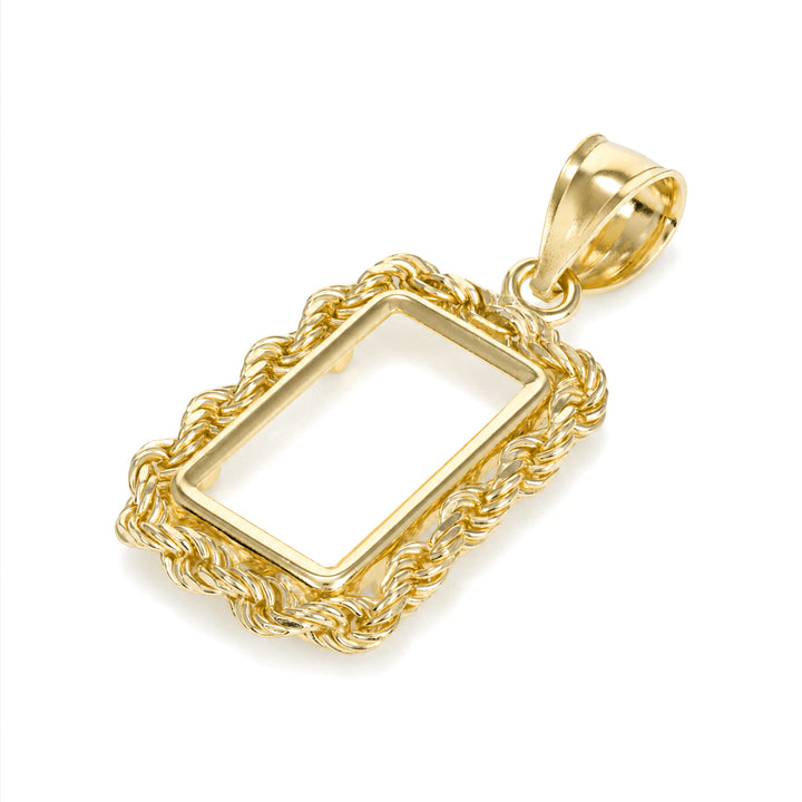 14K gold rope chain bar bezel for 1 g Credit Suisse gold bar #size_uscjsr001-15-3-x-8-8-mm