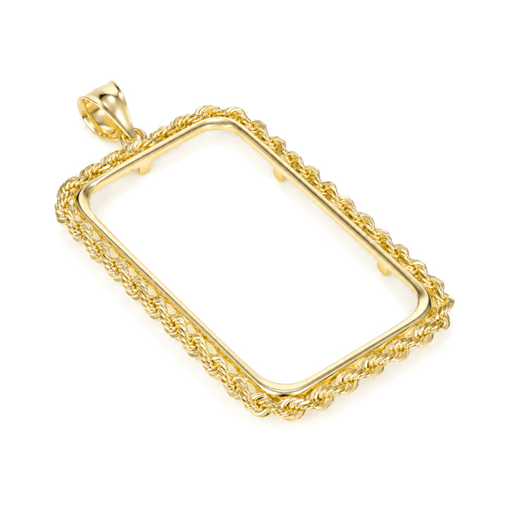 Gold rope chain bar bezel frame for 1 oz Credit Suisse gold bar #size_uscjsr008-41-5-x-24-3-mm