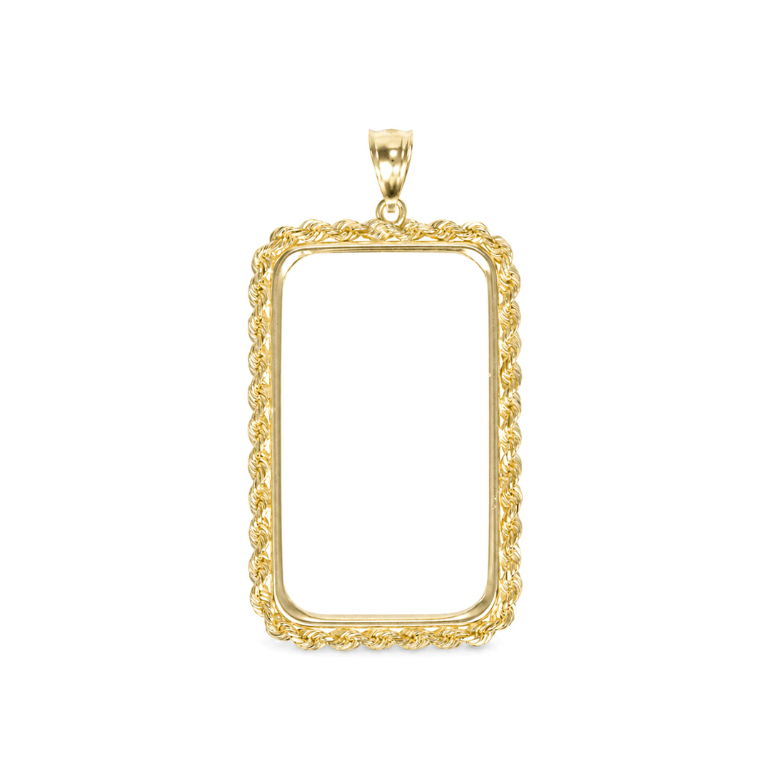 Die-struck 14K gold rope chain bar bezel for 1 oz Credit Suisse gold bar #size_uscjsr008-41-5-x-24-3-mm