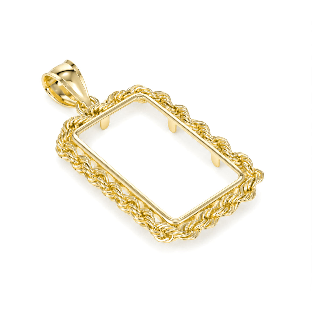 14K gold rope chain bar bezel for 2.5 g regular Credit Suisse gold bar #size_uscjsr003-22-4-x-13-3-mm
