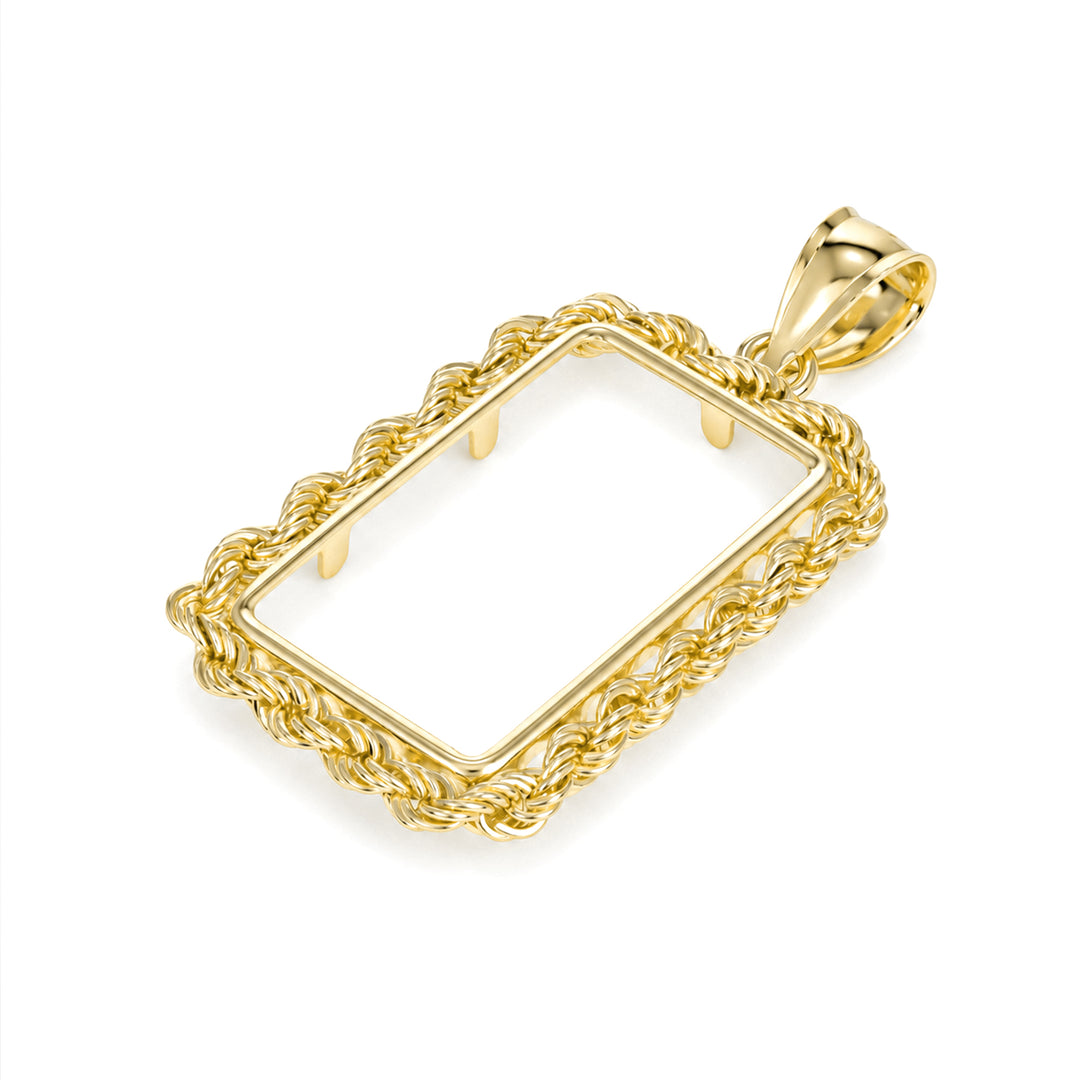 Gold rope chain bar bezel frame for 2.5 g regular Credit Suisse gold bar #size_uscjsr003-22-4-x-13-3-mm
