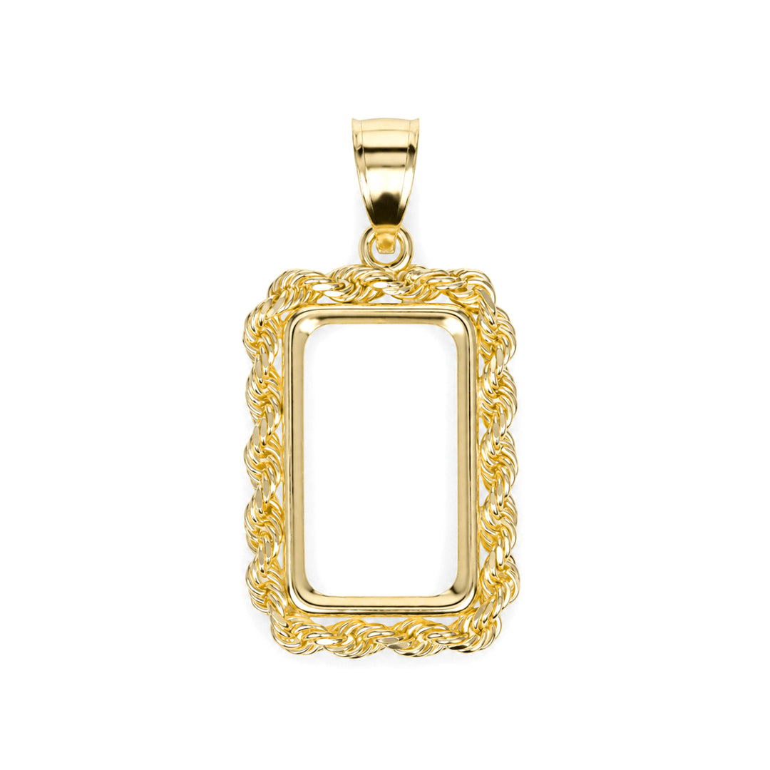 Die-struck 14K gold rope chain bar bezel for 2.5 g PAMP gold bar #size_uscjsr002-19-x-11-65-mm