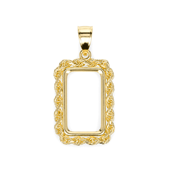 Die-struck 14K gold rope chain bar bezel for 2.5 g PAMP gold bar #size_uscjsr002-19-x-11-65-mm