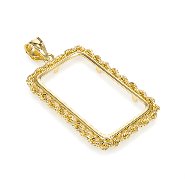 14K gold rope chain bar bezel for 20 g or 1/2 oz gold bar #size_uscjsr007-31-4-x-18-4-mm