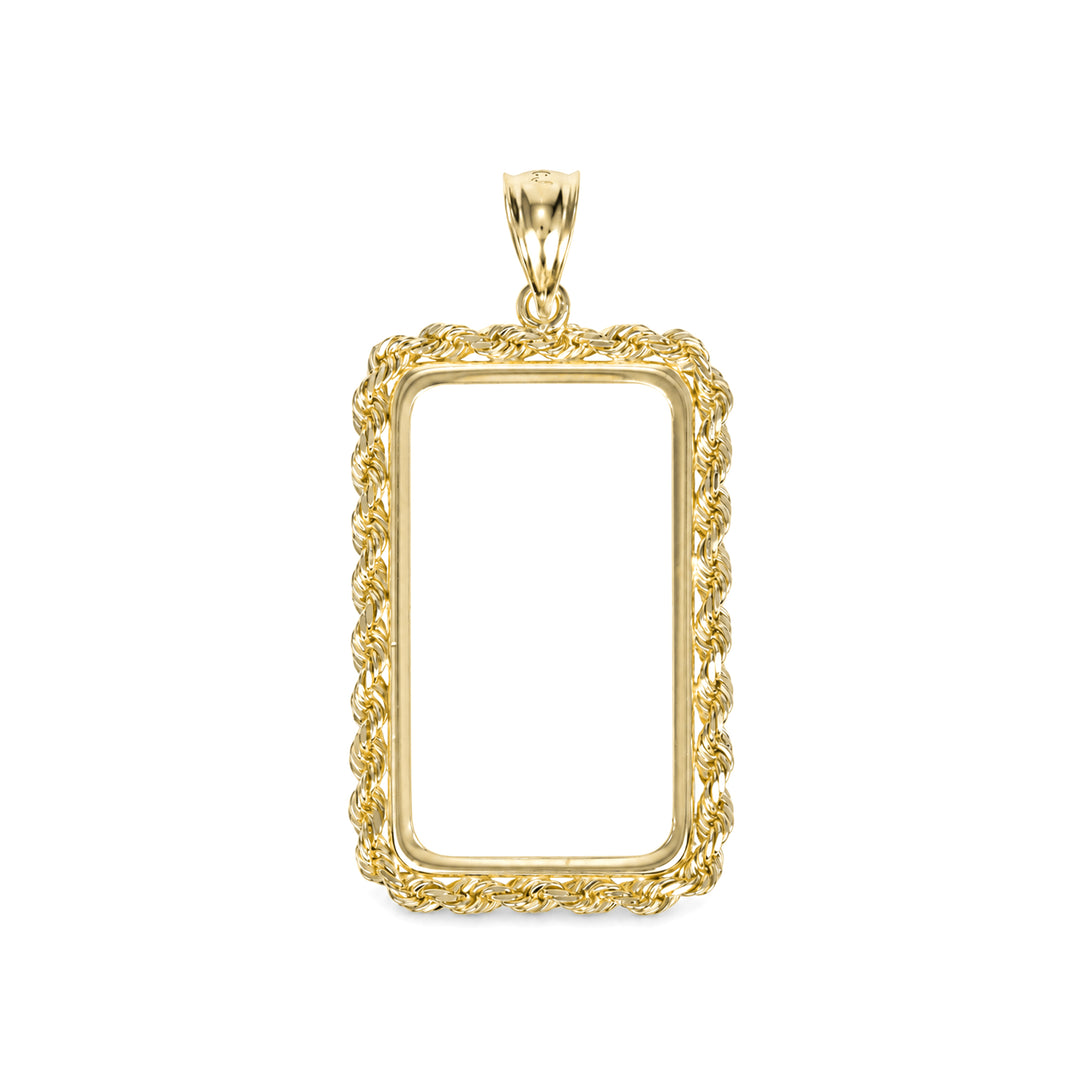 Die-struck 14K gold rope chain bar bezel for 20 g Credit Suisse gold bar - new / small version #size_uscjsr006-29-8-x-17-4-mm