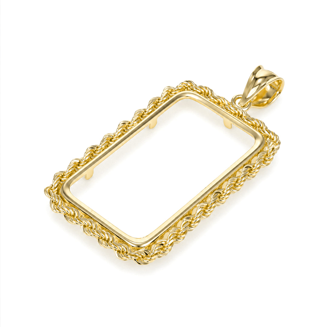 Gold rope chain bar bezel frame for 20 g Credit Suisse gold bar - new / small version #size_uscjsr006-29-8-x-17-4-mm