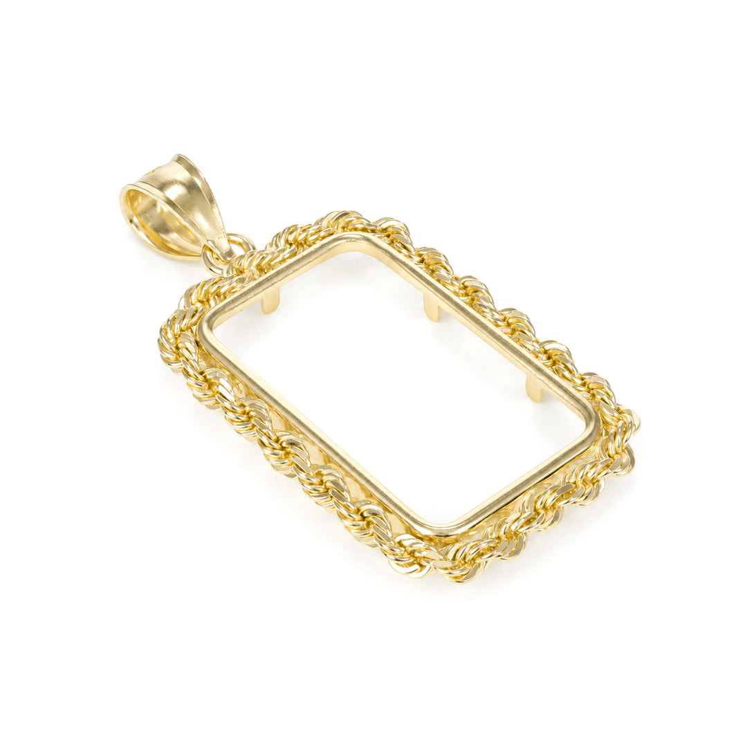 Die-struck 14K gold rope chain bar bezel for 5 g Credit Suisse gold bar #size_uscjsr004-23-5-x-14-4-mm