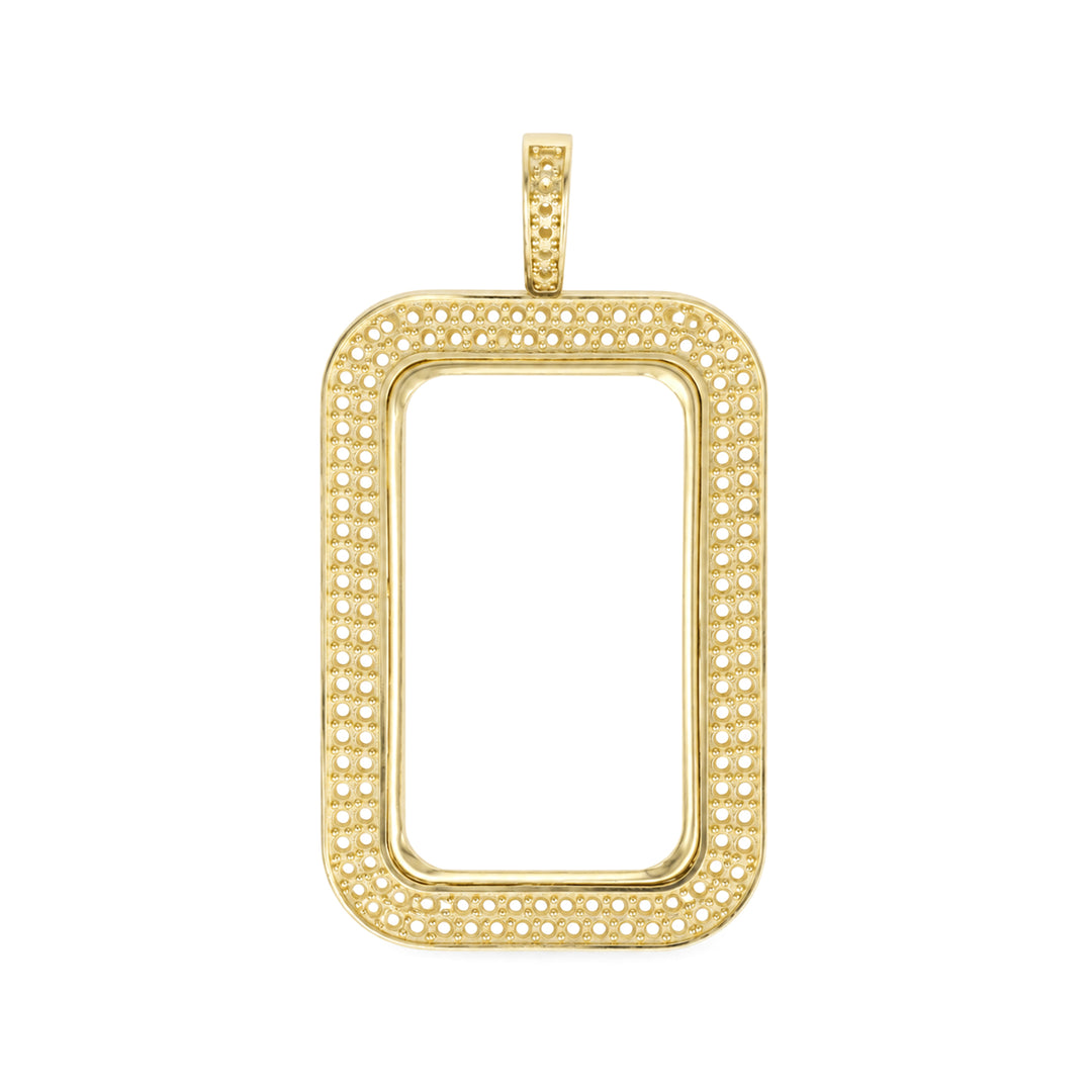 14K Yellow Gold Double-Row Diamond-Ready Pavé Bar Bezel for 1 oz PAMP Lady Fortuna | Made in USA