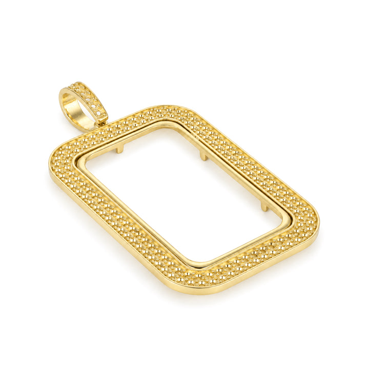 14K Yellow Gold Double-Row Diamond-Ready Pavé Bar Bezel for 1 oz PAMP Lady Fortuna | Made in USA