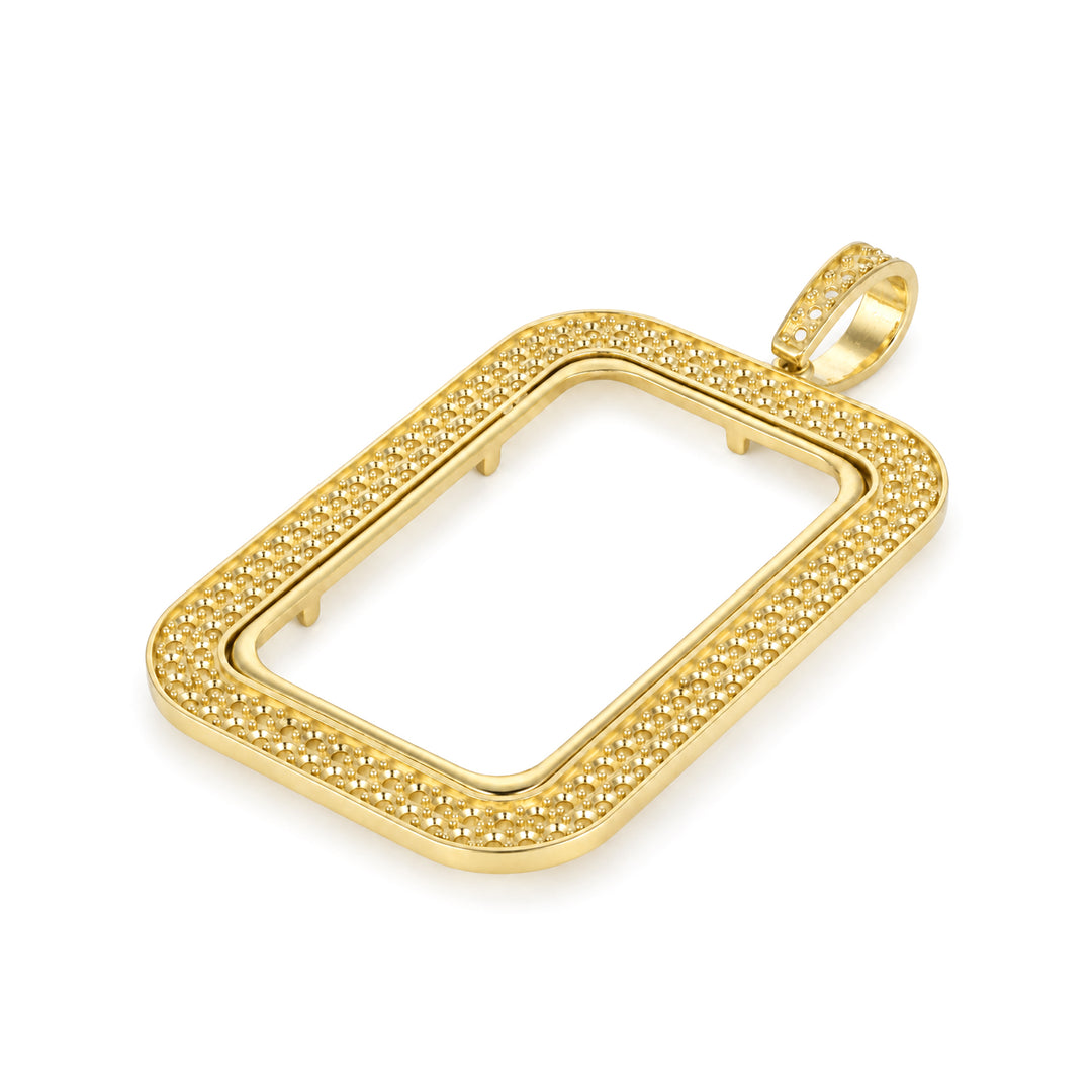14K Yellow Gold Double-Row Diamond-Ready Pavé Bar Bezel for 1 oz PAMP Lady Fortuna | Made in USA