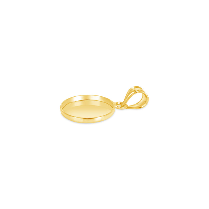 Yellow Gold Bezel Pendant Findings for Stone or Photo Engraving with Bail