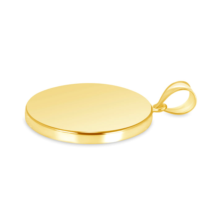 Yellow Gold Bezel Pendant Findings for Stone or Photo Engraving with Bail