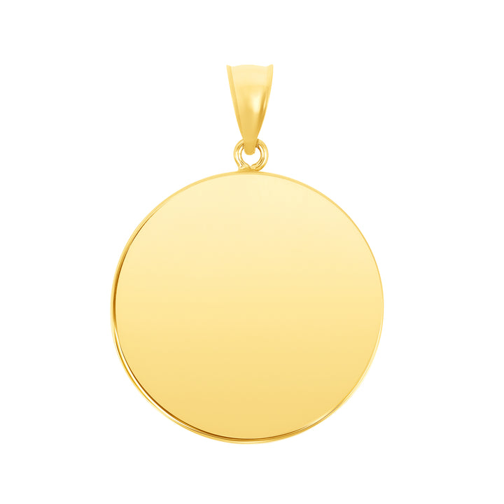 Yellow Gold Bezel Pendant Findings for Stone or Photo Engraving with Bail