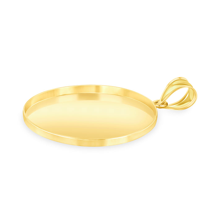 Yellow Gold Bezel Pendant Findings for Stone or Photo Engraving with Bail