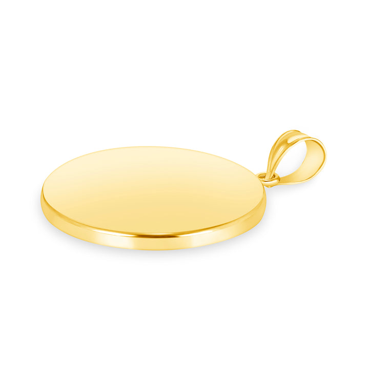 Yellow Gold Bezel Pendant Findings for Stone or Photo Engraving with Bail
