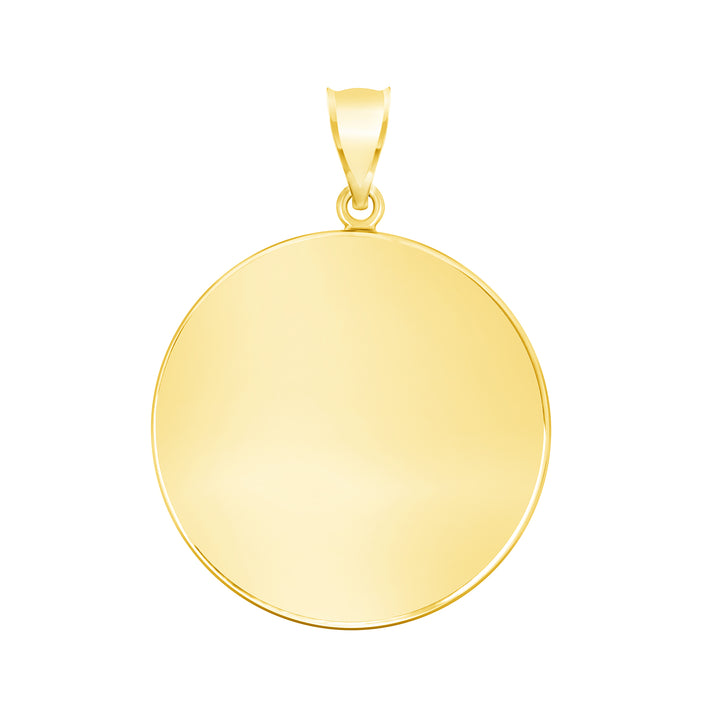 Yellow Gold Bezel Pendant Findings for Stone or Photo Engraving with Bail