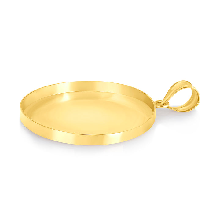 Yellow Gold Bezel Pendant Findings for Stone or Photo Engraving with Bail
